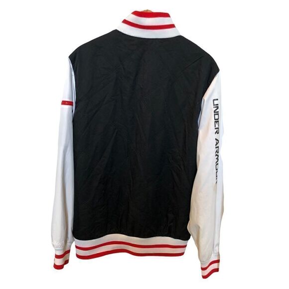 Under Armour Storm Varsity Jacket full zip black and white with red trim Medium - Picture 3 of 11
